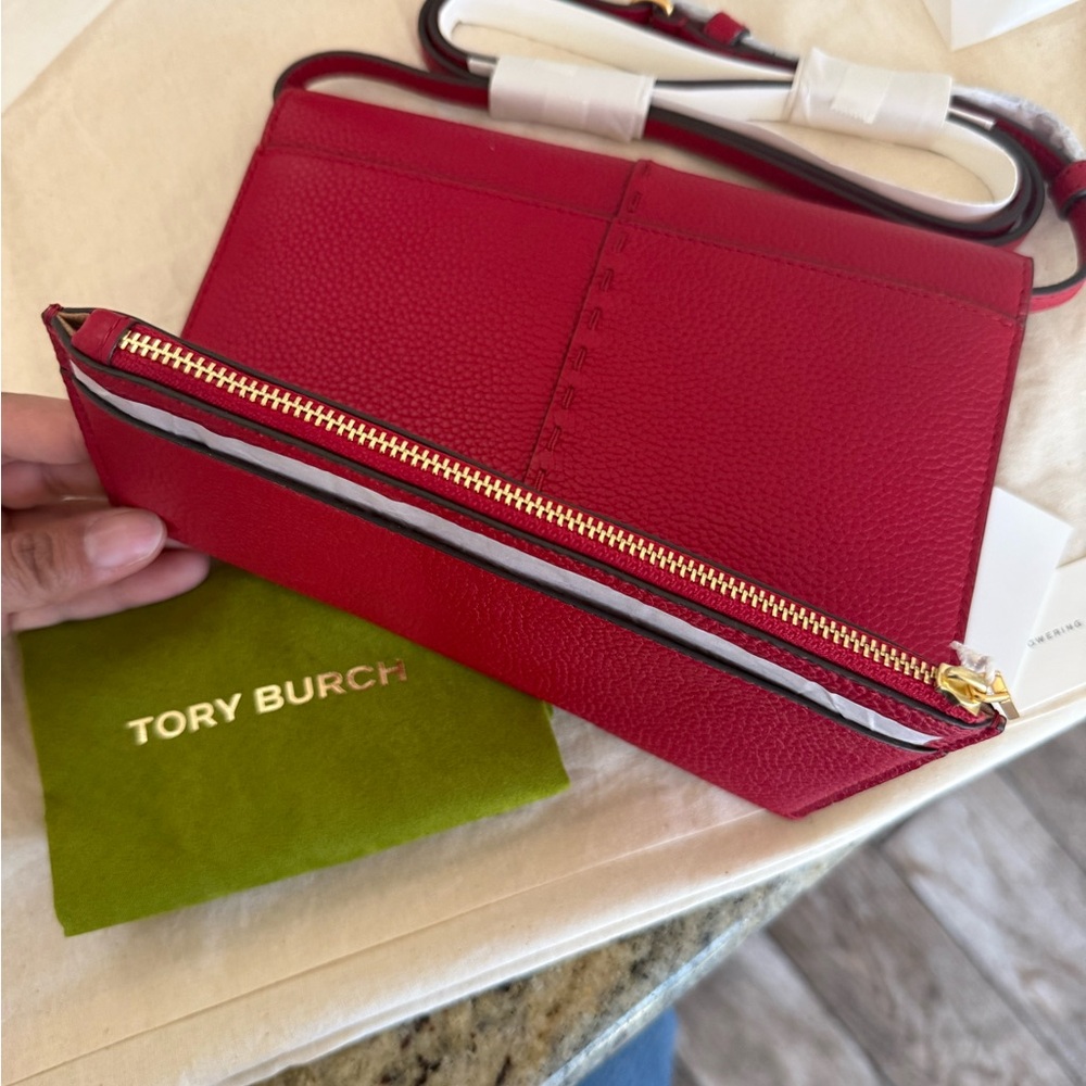 375+tory burch McGraw Wallet Crossbody  Red Color - Picture 7 of 12